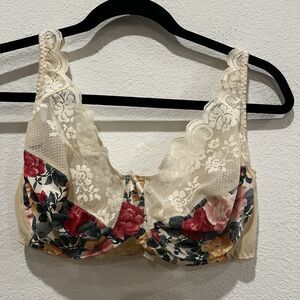 VINTAGE Maidenform 38D Floral CHANTILLY Lace No Padding Underwire Bra #7300